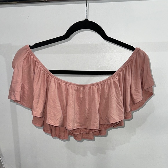 BLVD Dusty Rose Off-Shoulder Ruffle Top - Picture 2 of 3
